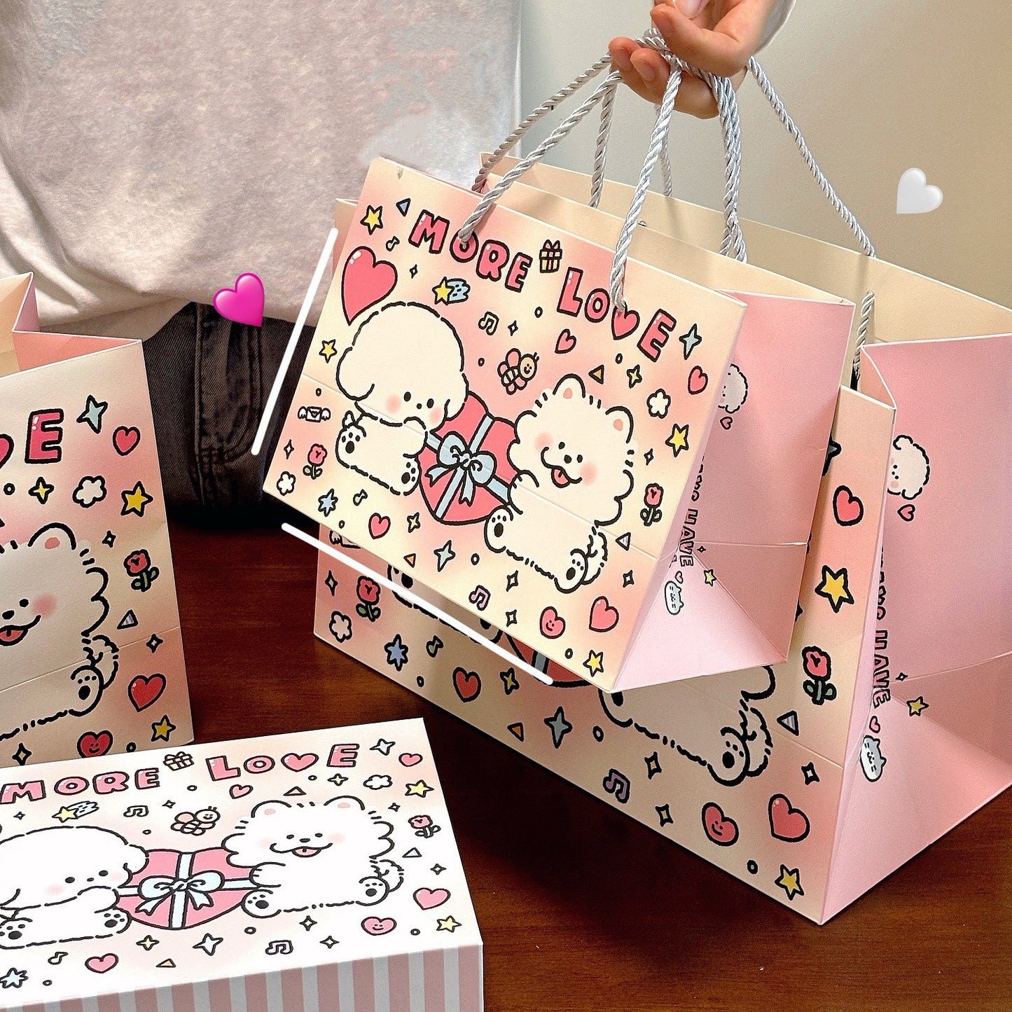More Love Heart Puppy Gift Bag with Matching Greeting Card