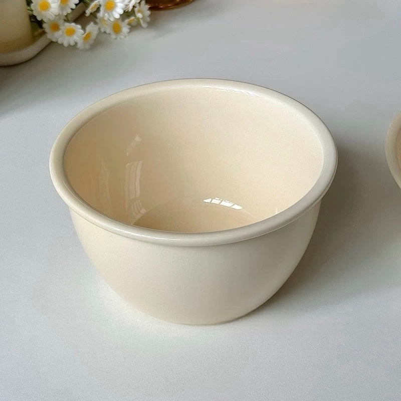 Cream-Colored Minimalist Ceramic Bowl & Plate Series