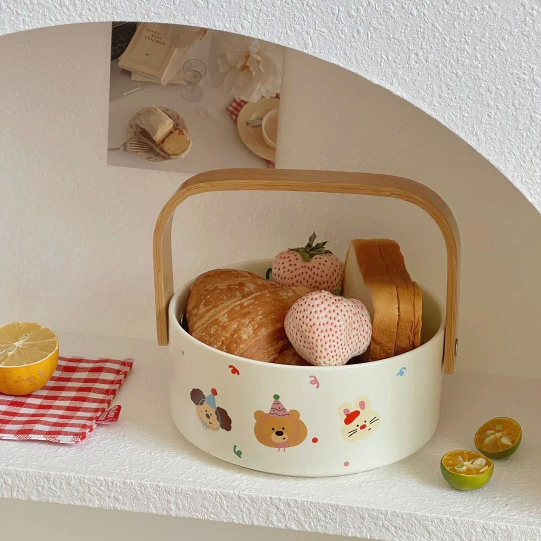Creamy Cute Animal Ceramic Fruit Basket