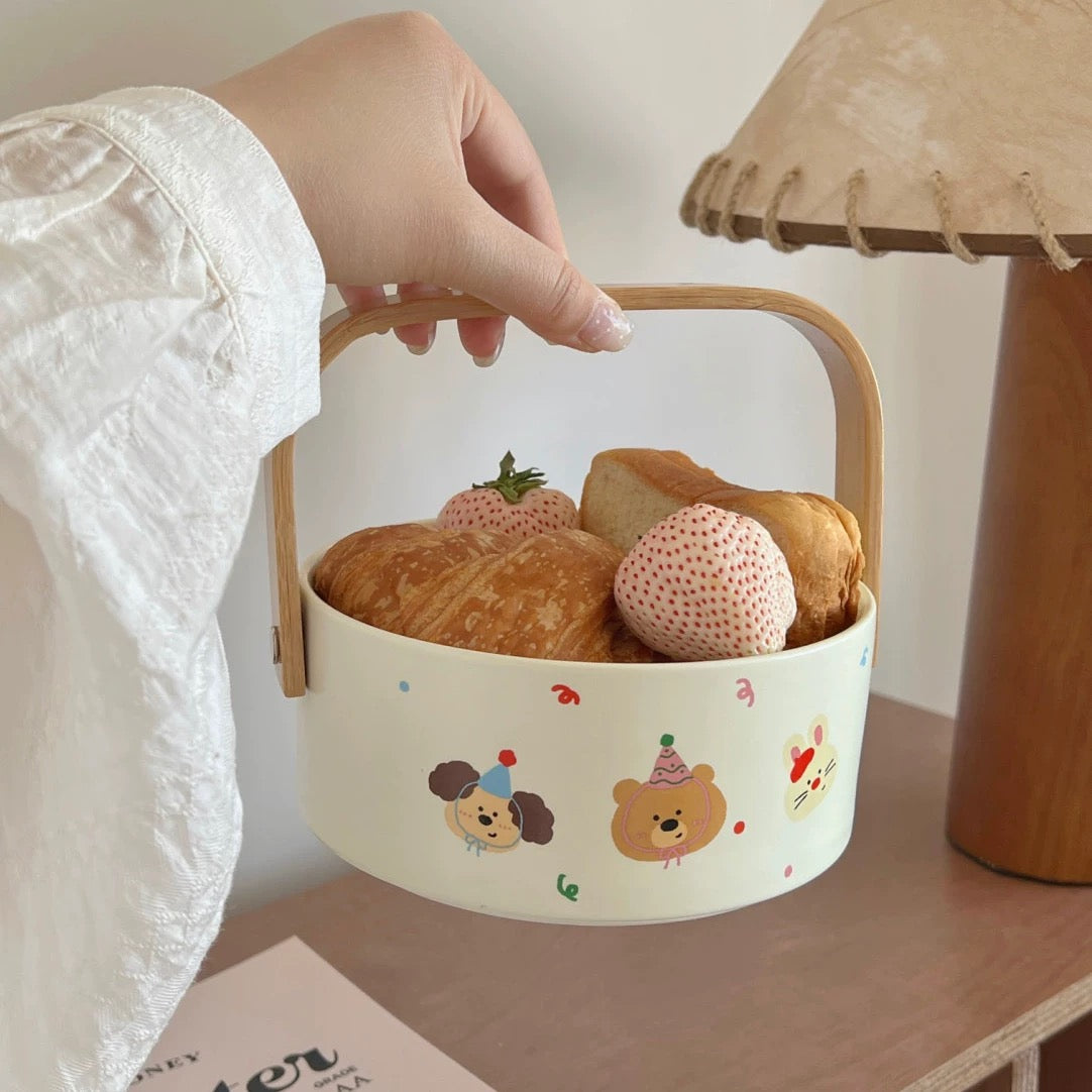 Creamy Cute Animal Ceramic Fruit Basket
