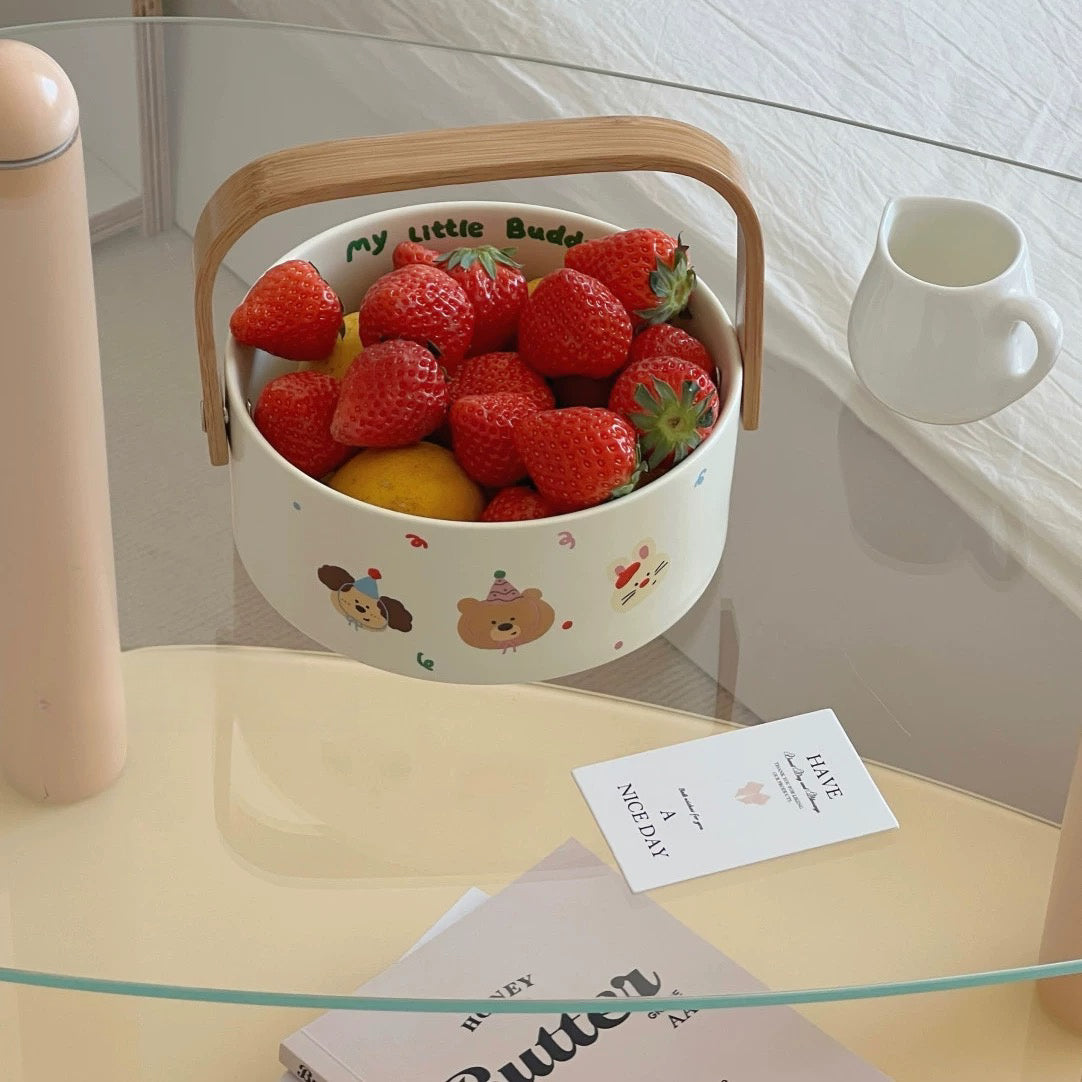 Creamy Cute Animal Ceramic Fruit Basket