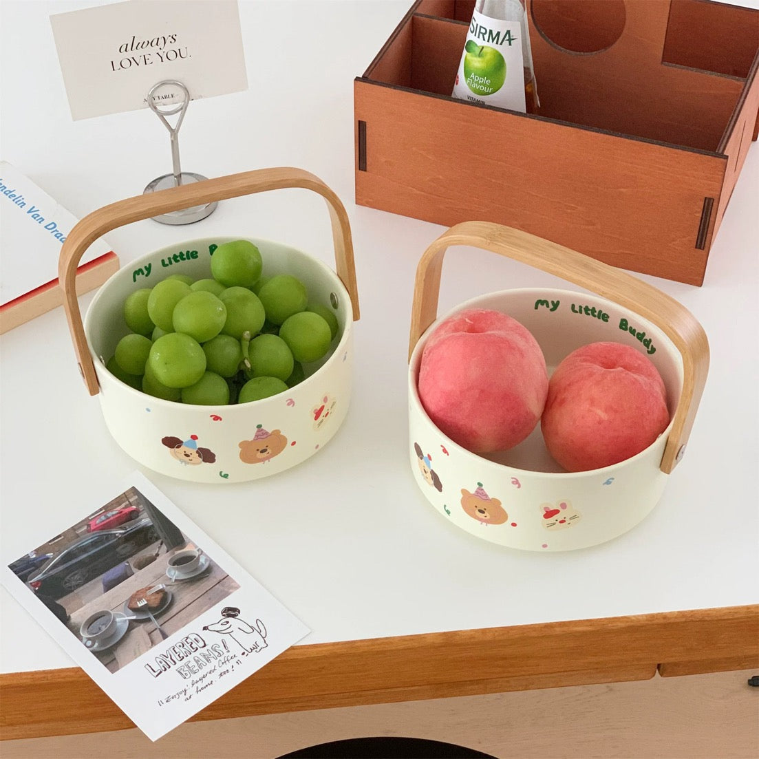 Creamy Cute Animal Ceramic Fruit Basket