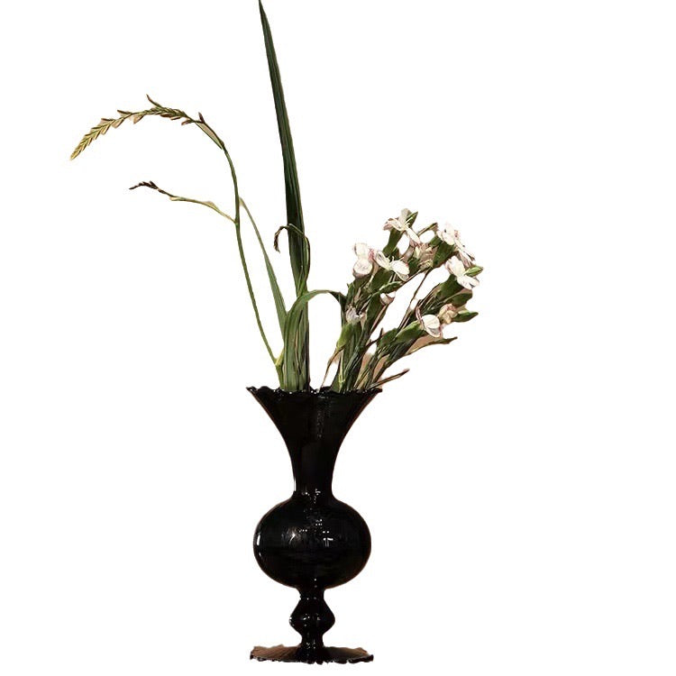 Elegant Black Glass Vase