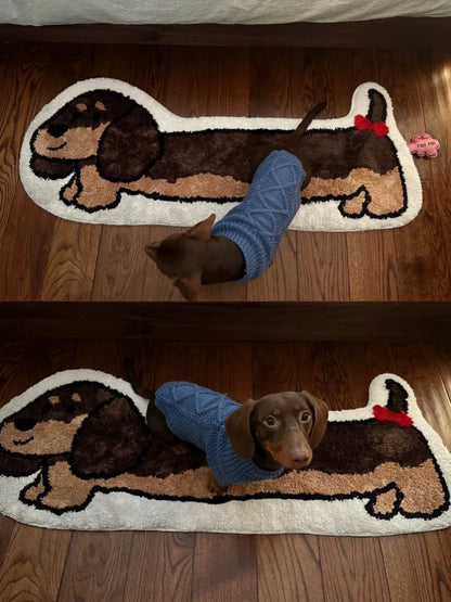 Cute Dachshund Flocked Non-slip Floor Mat