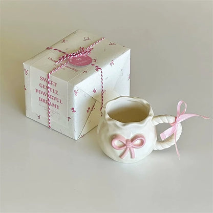 Pink Bow Ceramic Mug Gift Set (Gift Packaging + Gift Bag)