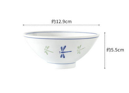 Japanese Hand-Painted Ceramic Rice Bowl