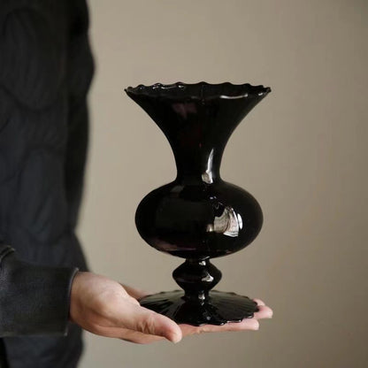 Elegant Black Glass Vase