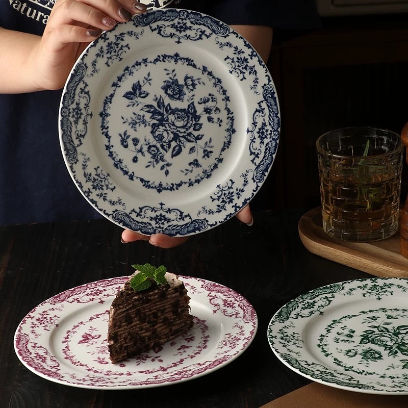 Vintage Floral Ceramic Plate