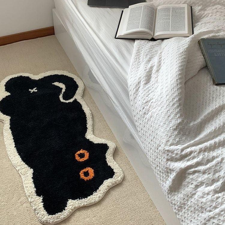 Cute Black Cat Flocked Non-slip Floor Mat