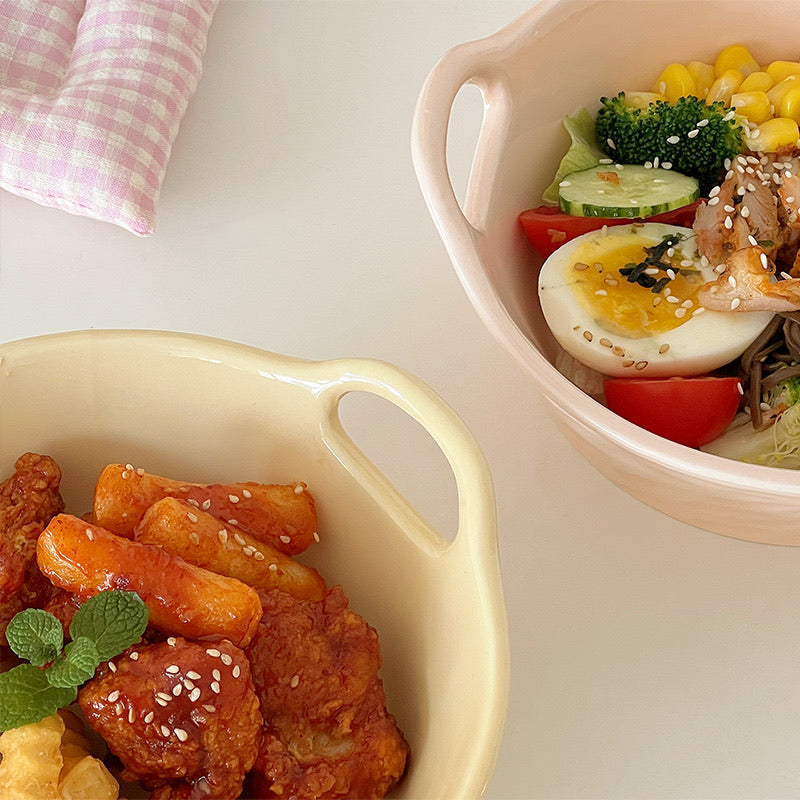 Double-Handle Ceramic Baking Bowl