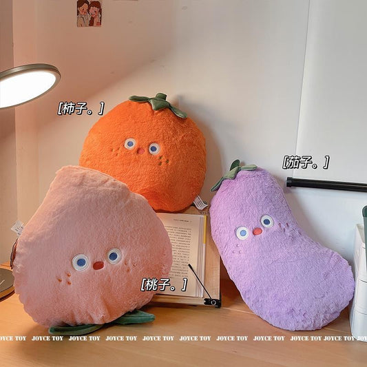 Cute Fruit-Shaped Plush Toys (Eggplant, Persimmon, Pear, Peach)