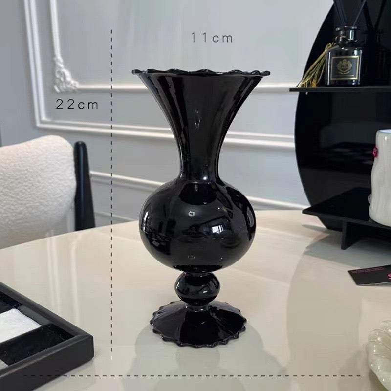 Elegant Black Glass Vase