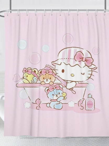 Hello Kitty Shower Curtain with Hooks