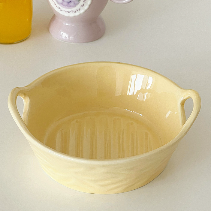 Double-Handle Ceramic Baking Bowl