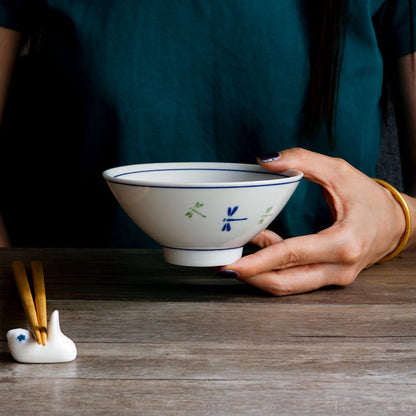 Japanese Hand-Painted Ceramic Rice Bowl