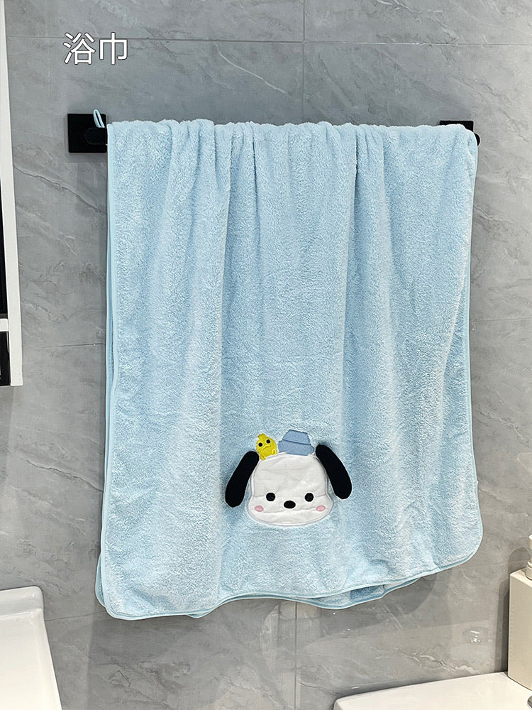 Pochacco Bath Towel and Hair Drying Cap Set