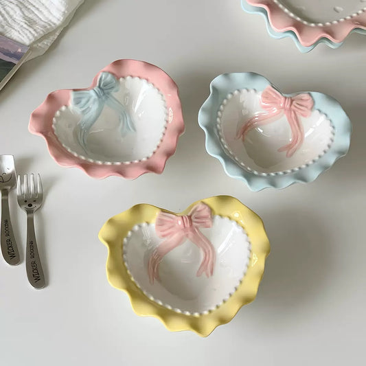 Blue Bow Heart-shaped Bowl