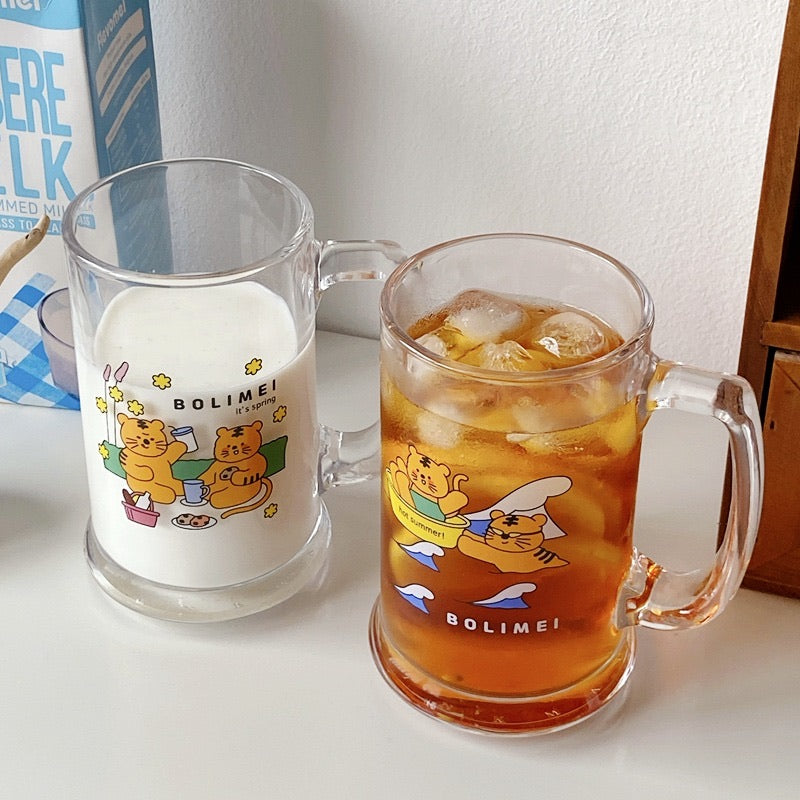 Vintage Cute Tiger and Bear Beer Mug