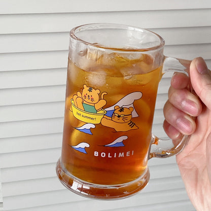 Vintage Cute Tiger and Bear Beer Mug