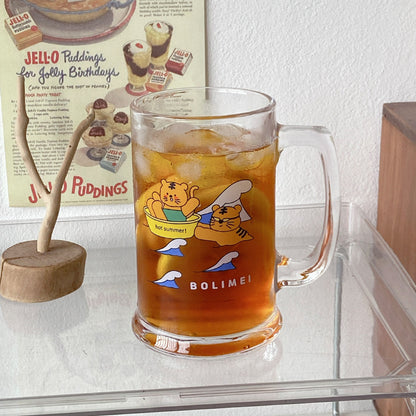 Vintage Cute Tiger and Bear Beer Mug