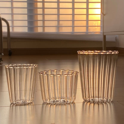 Minimalist Heat-Resistant Striped Glass Cup