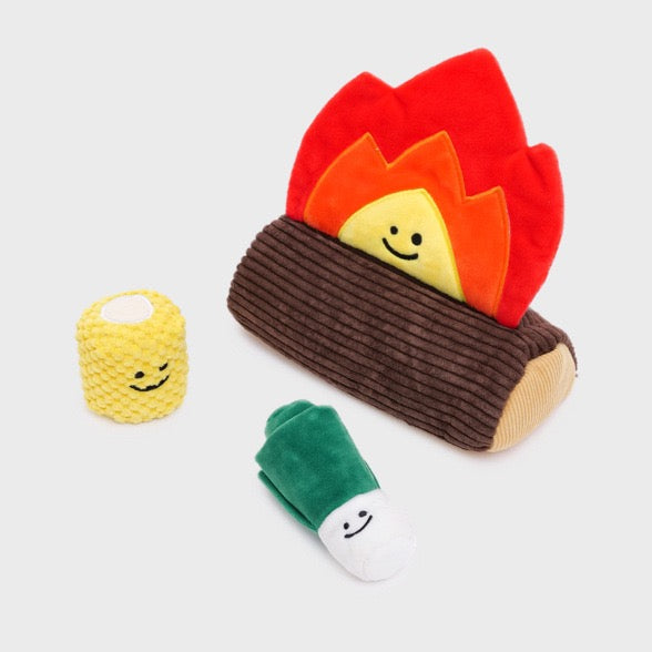 Squeaky BBQ Bonfire Hide&Seek Pet Toys Set