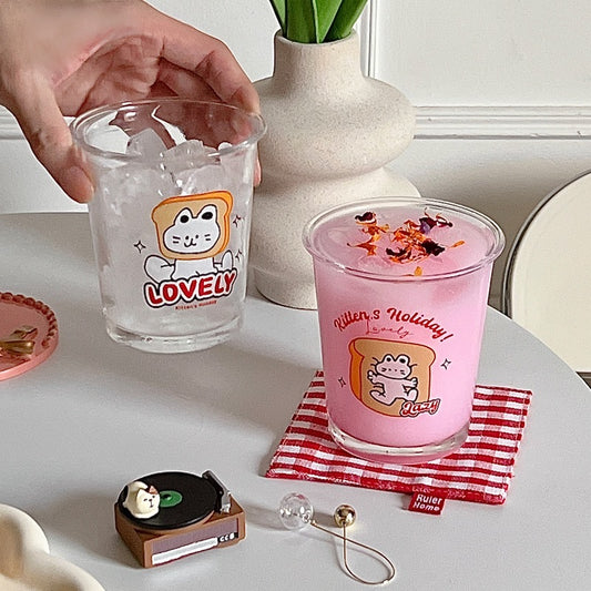 Toast Cat Glass Cup