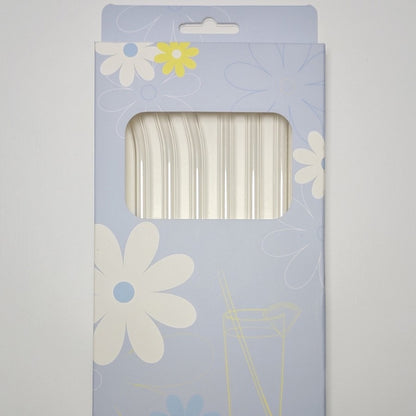 High Borosilicate Glass Straw Set of 6 with Cleaning Brush