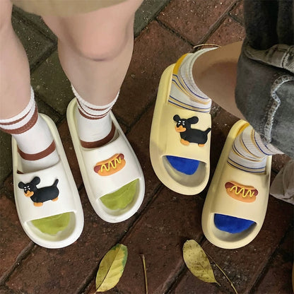 Cute Dachshund Thick-Soled Couple Slippers