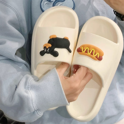 Cute Dachshund Thick-Soled Couple Slippers