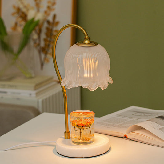 Transparent Lily of the Valley Wax Melting Lamp with Marble Base