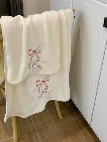 Bunny Bow Towel and Bath Towel 3-Piece Set