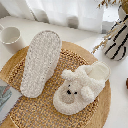 Cute Teddy Bear Plush Home Slippers for Woman