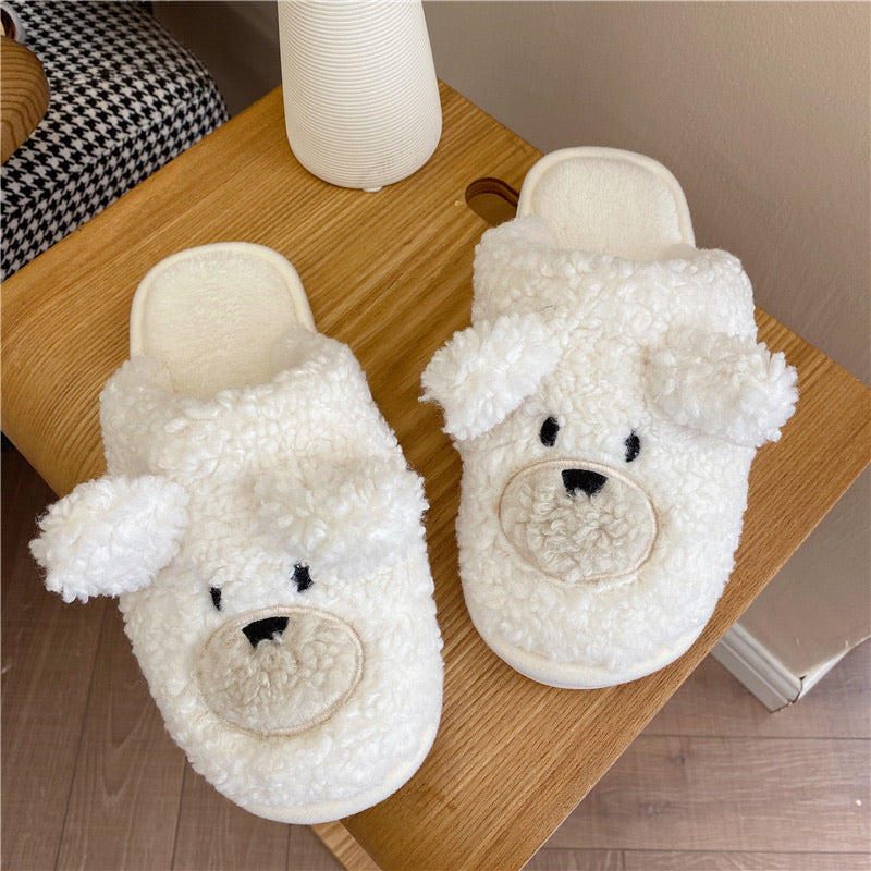 Cute Teddy Bear Plush Home Slippers for Woman