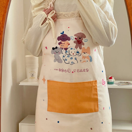 Five Puppies Cartoon Linen Apron