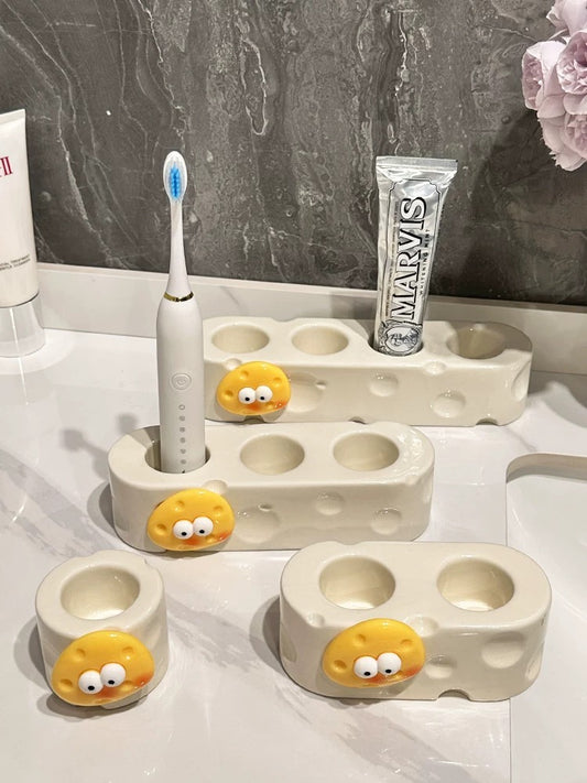 Cream Style Cheese Bathroom Toothbrush Holder