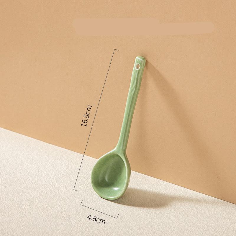 Japanese Ceramic Long-handled Soup Spoon