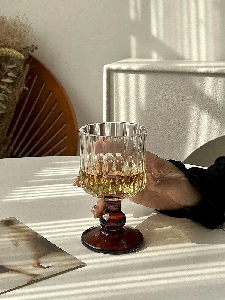 Vintage Glass Wine Goblets with Unique Atmosphere