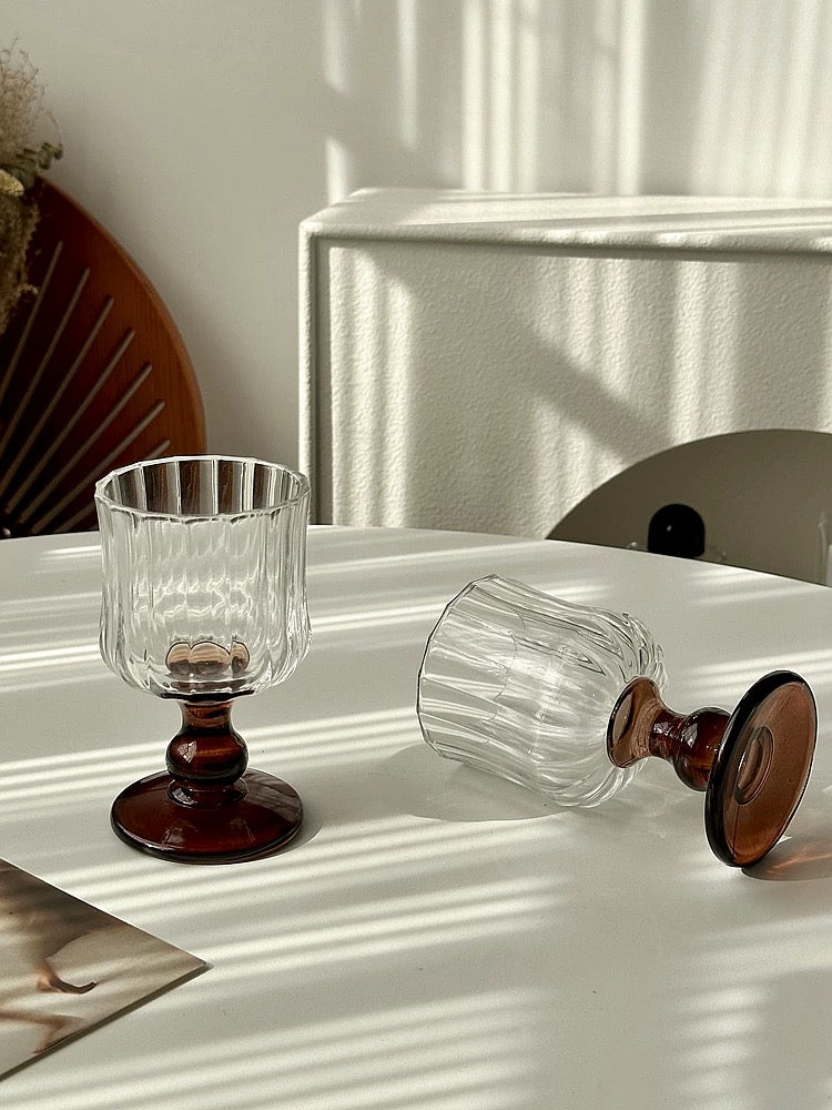 Vintage Glass Wine Goblets with Unique Atmosphere