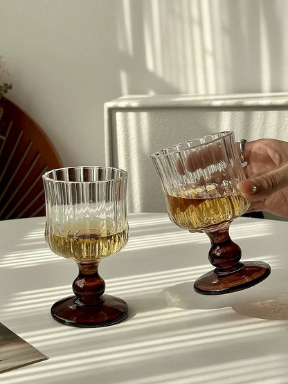 Vintage Glass Wine Goblets with Unique Atmosphere