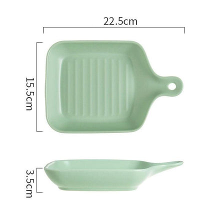 Cream Color Ceramic Single Handle Square Plate