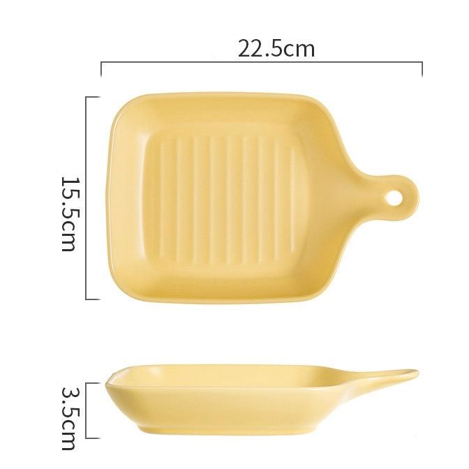 Cream Color Ceramic Single Handle Square Plate