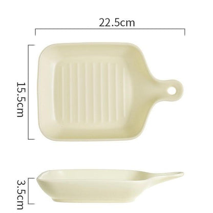 Cream Color Ceramic Single Handle Square Plate