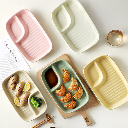 Cream Style Japanese Ceramic Dumpling Plate