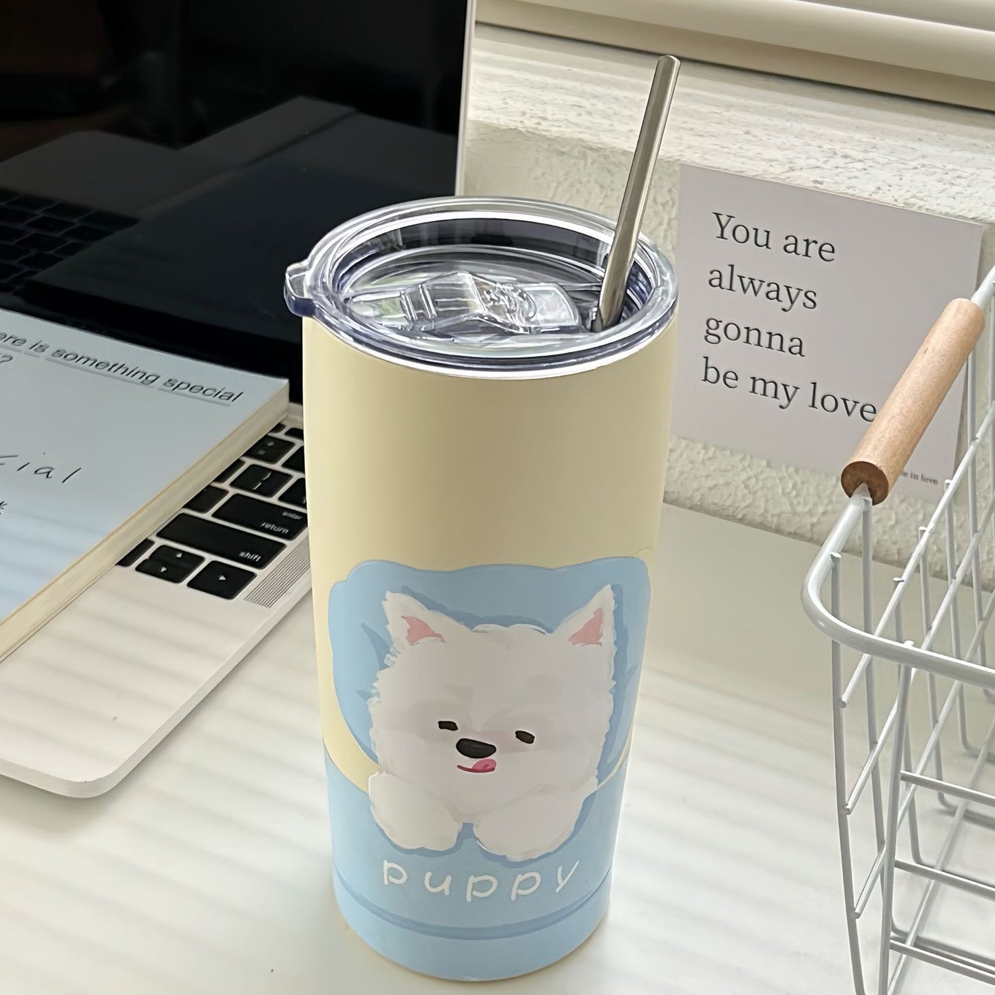 Korean Style Cartoon Portable Straw Thermos