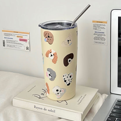 Korean Style Cartoon Portable Straw Thermos