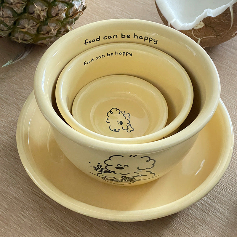 Cute Dog Ceramic Tableware Set (4 Pieces)