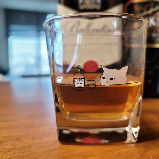 Korean Style Cat Square Whiskey Glass Set (2 Pieces)