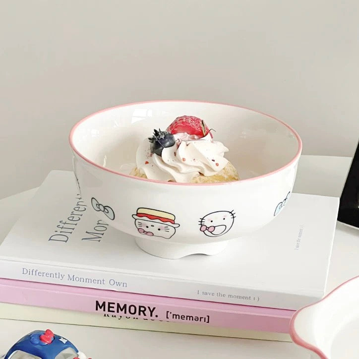 Hello Kitty Ceramic Ramen Bowl With A Lid