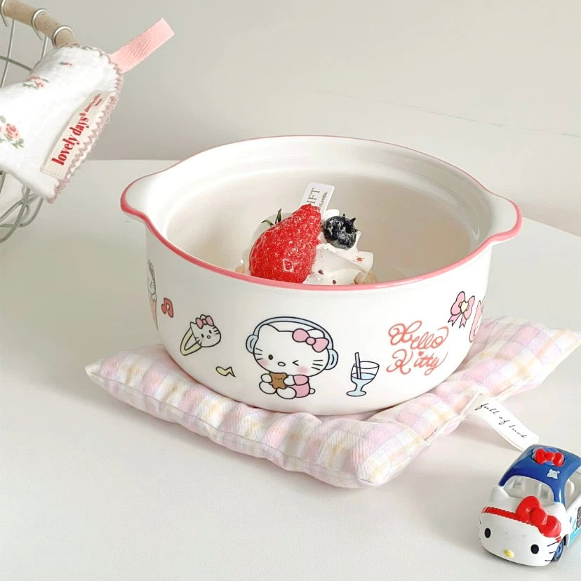 Hello Kitty Ceramic Ramen Bowl With A Lid